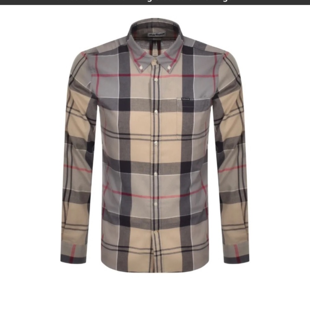 Barbour Beige and Black Checkered Shirt